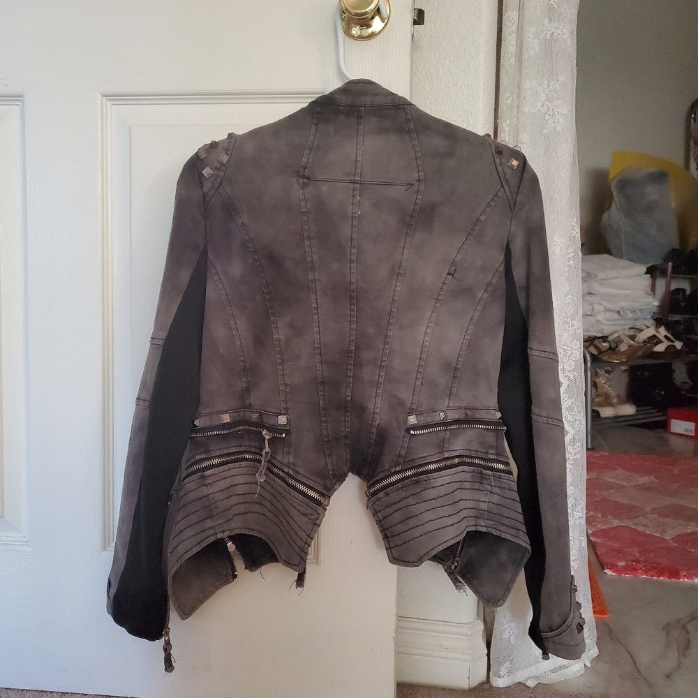 Stud-Embellished Washed Black Jacket/Blazer - Picture 5 of 9